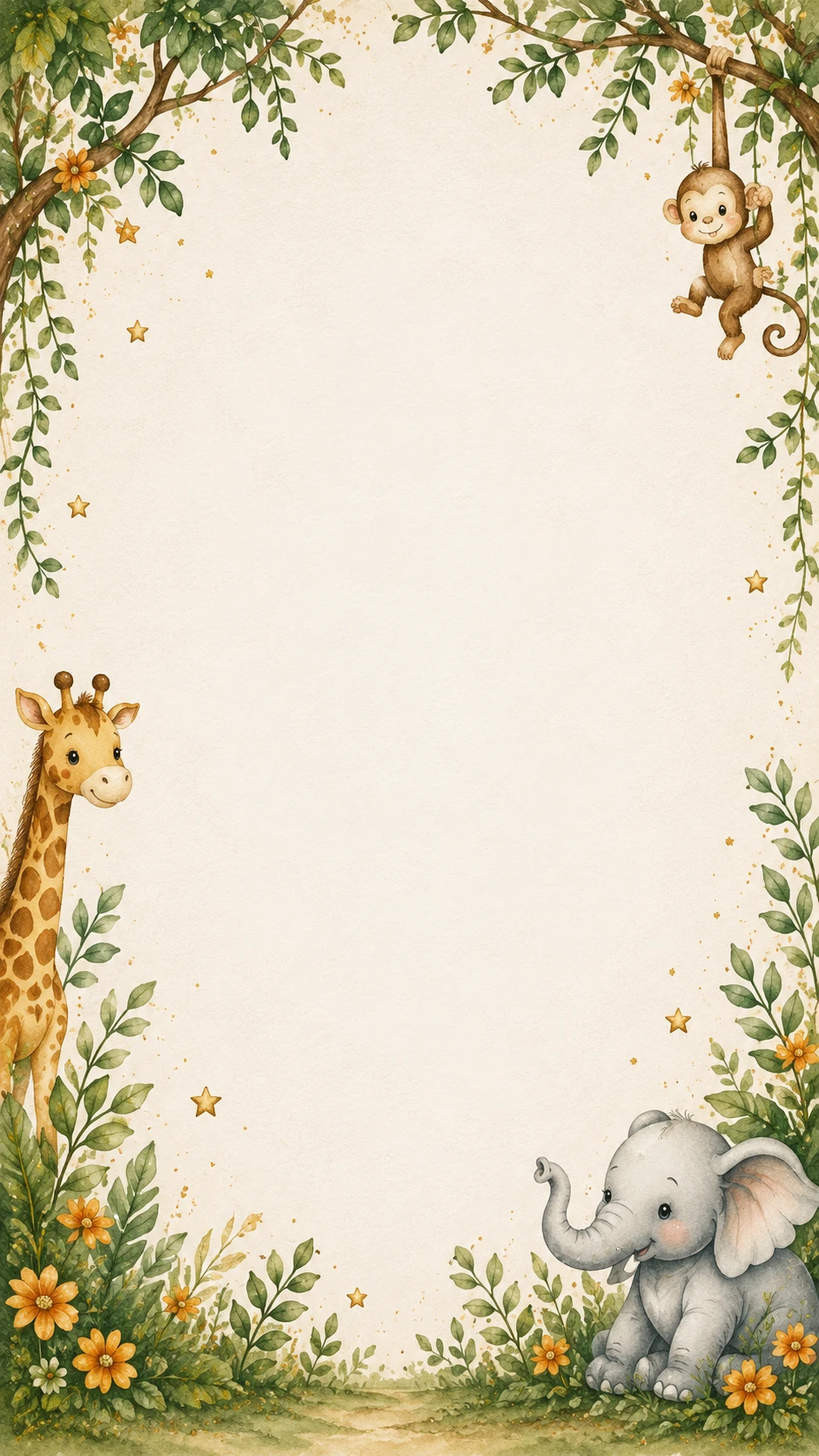 Jungle tree arch with giraffe and monkey