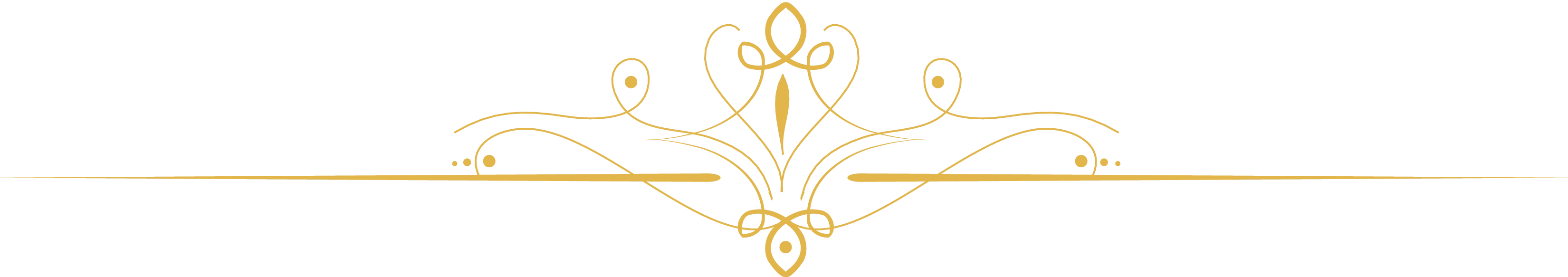 Thin gold flourish divider with a central lotus bud