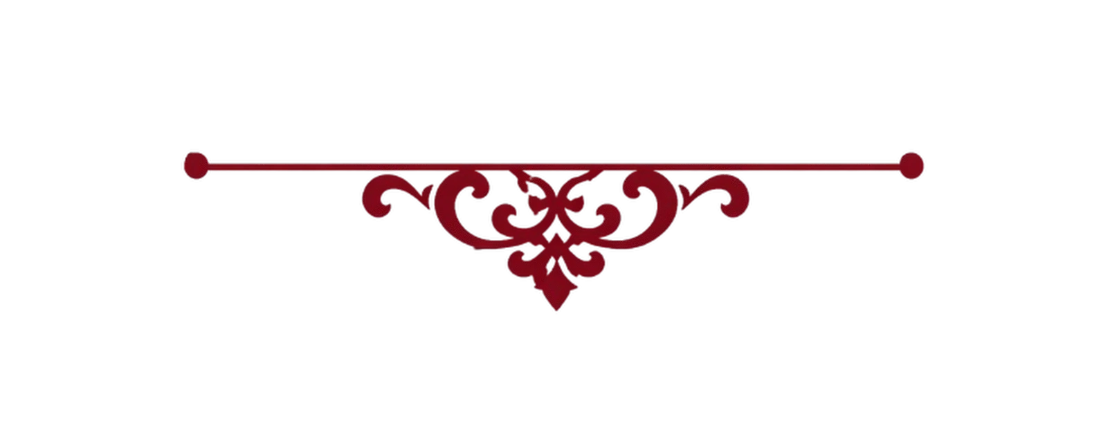 Ornate maroon scrollwork divider ornament