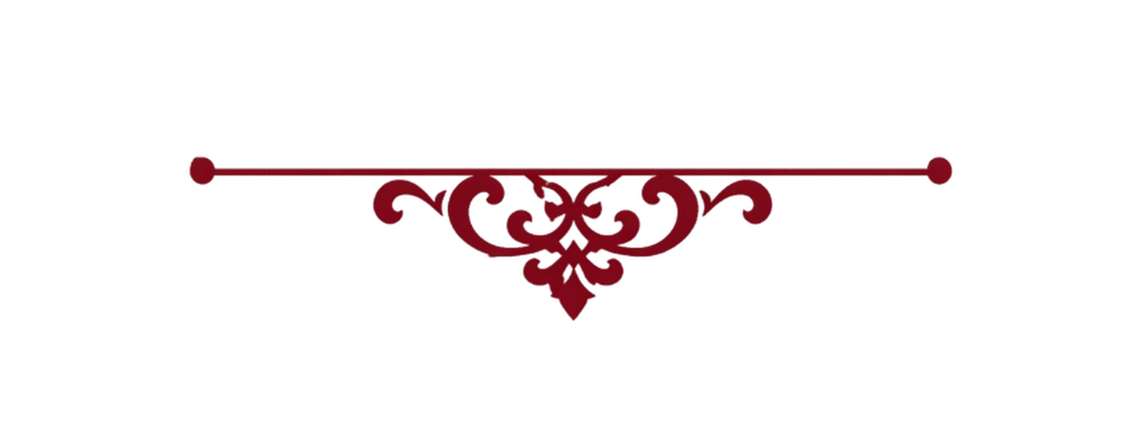 Ornate maroon scrollwork divider ornament