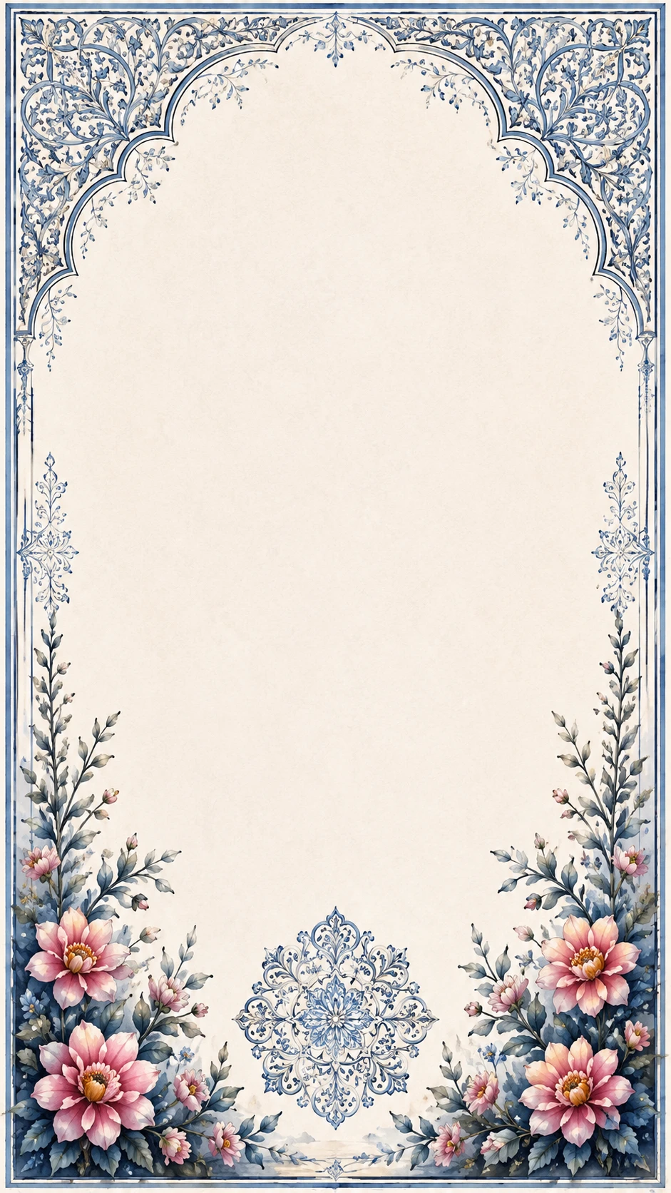 Soft page with a glasshouse, lantern and white rose bushes below