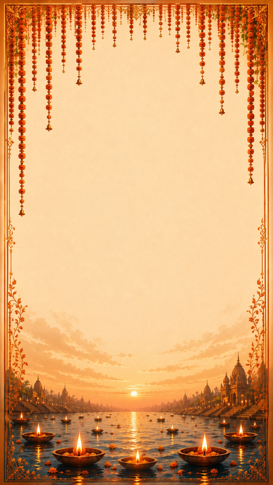 Golden page with an olive tree, terracotta urns and rolling hills