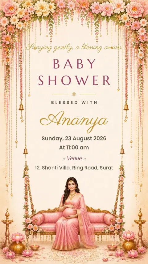 Flower Theme Baby Shower Invitation — baby shower invitation card