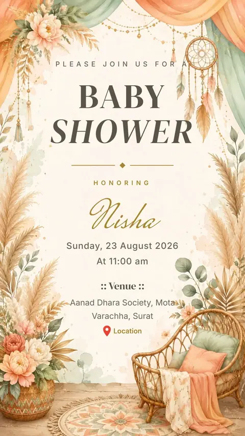 Golden Frame Baby Shower Invitation — baby shower invitation card