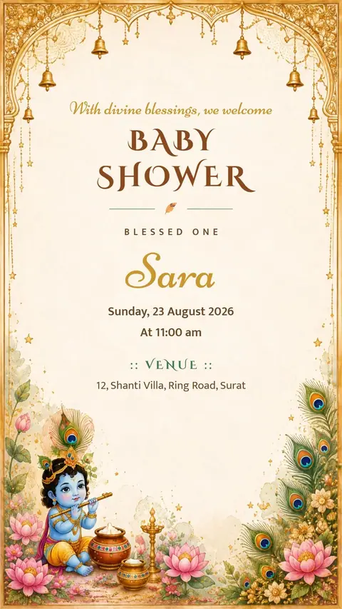 Krishna Blessing Baby Shower Invitation — baby shower invitation card