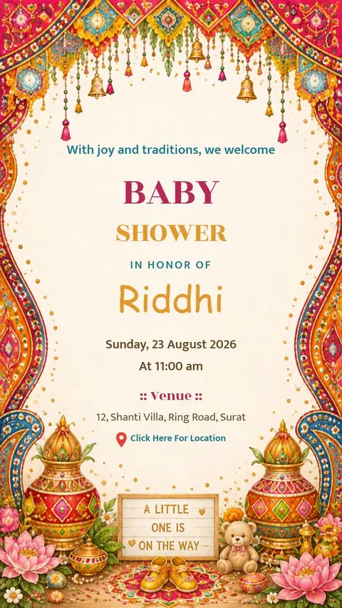 Marigold Toran Baby Shower Invitation — baby shower invitation card
