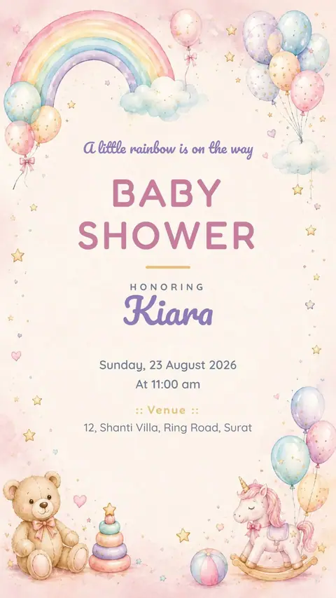 Pastel Rainbow Baby Shower Invitation — baby shower invitation card