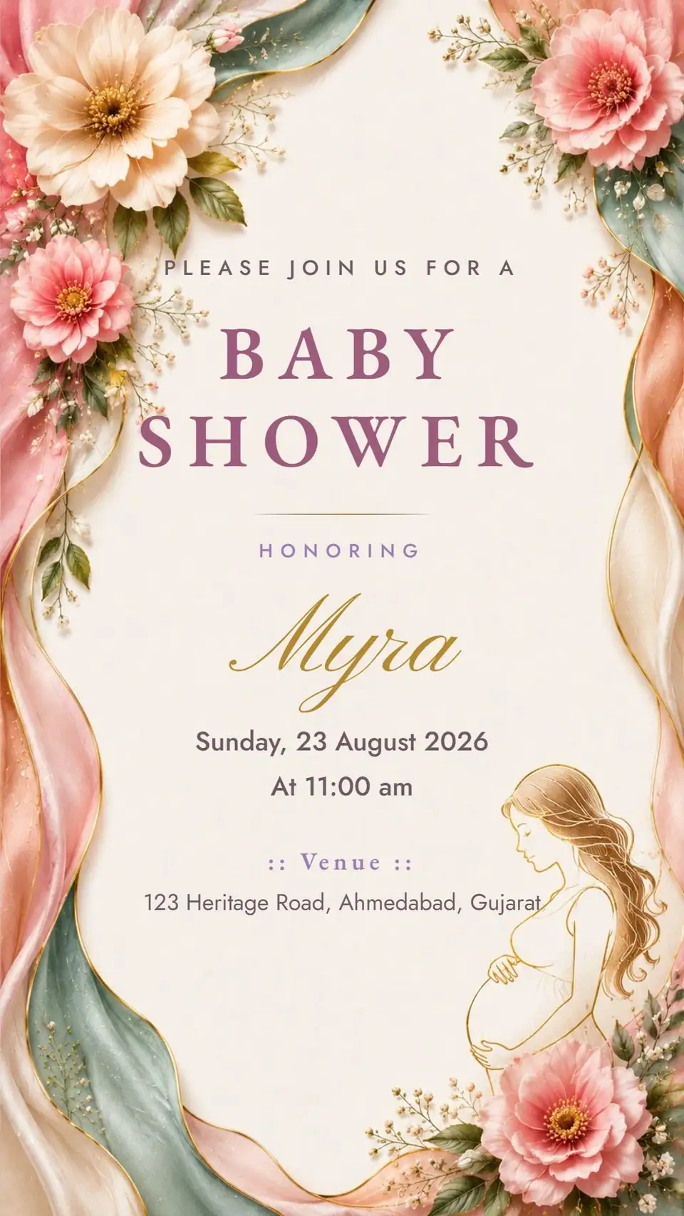 Rose Garden Baby Shower Invitation — digital invitation card