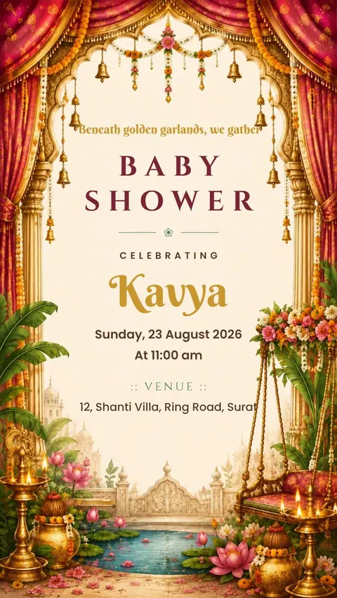Royal Garden Swing Baby Shower Invitation — baby shower invitation card