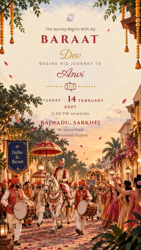 Baraat Invitation — jaan prasthan invitation card