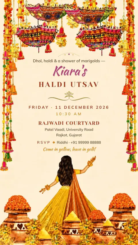 Dhol Utsav Haldi Invitation — haldi invitation card
