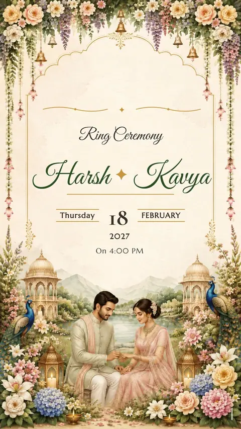 Elegant Floral Engagement — engagement invitation card