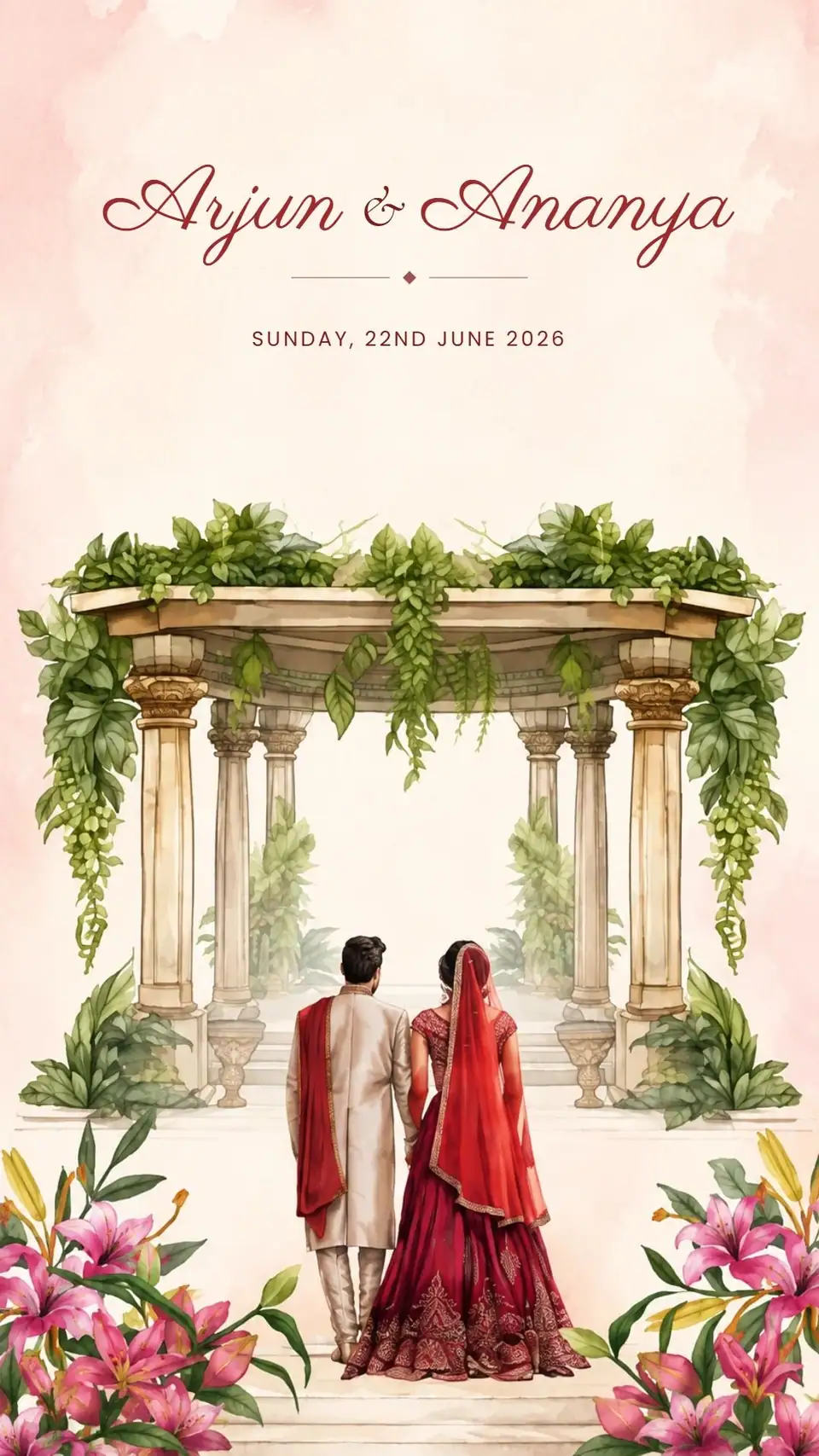 Floral Indian Wedding Invitation — digital invitation card