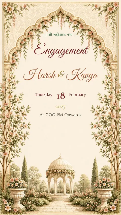 Garden Gazebo Engagement — engagement invitation card