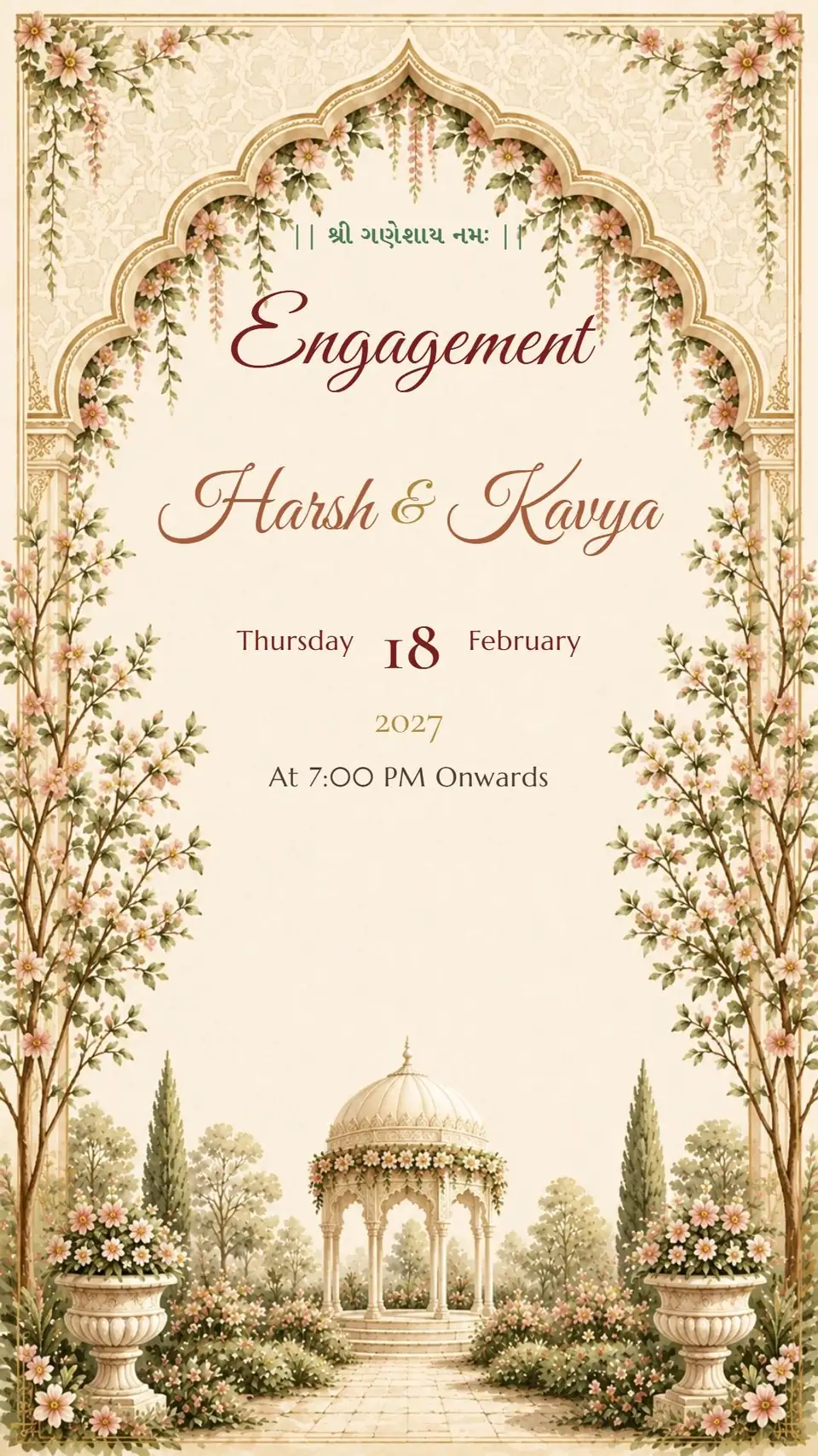 Garden Gazebo Engagement — digital invitation card