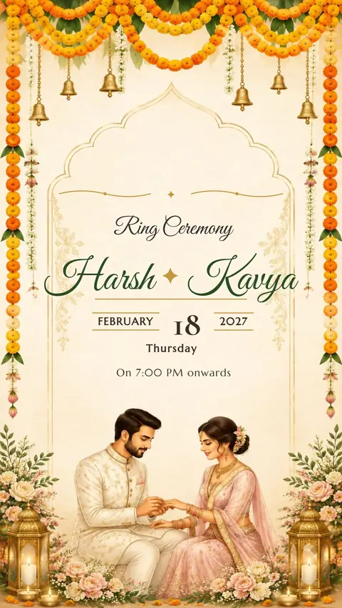 Golden Arch — Classic — engagement invitation card