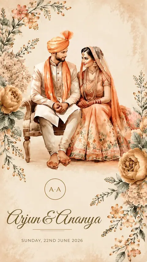 Golden Peach Wedding Invitation — wedding invitation card