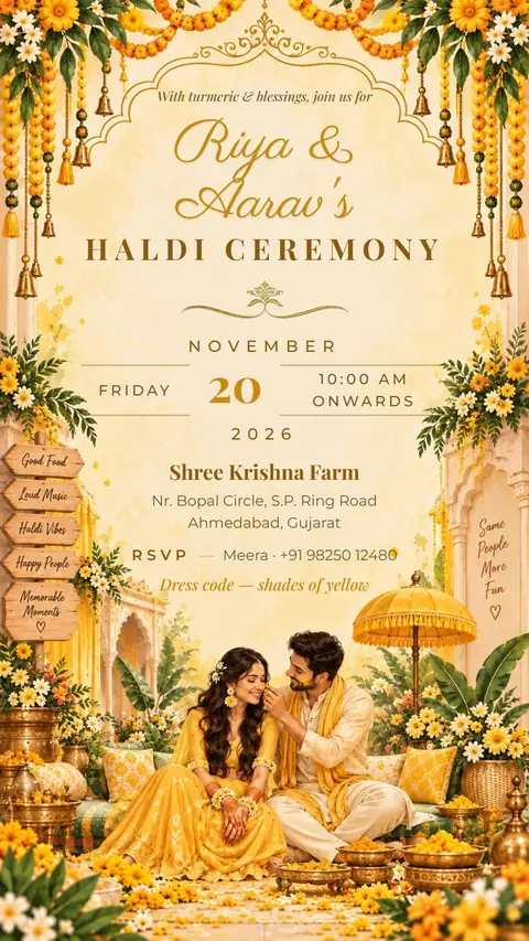 Haldi Ceremony Invitation — haldi invitation card
