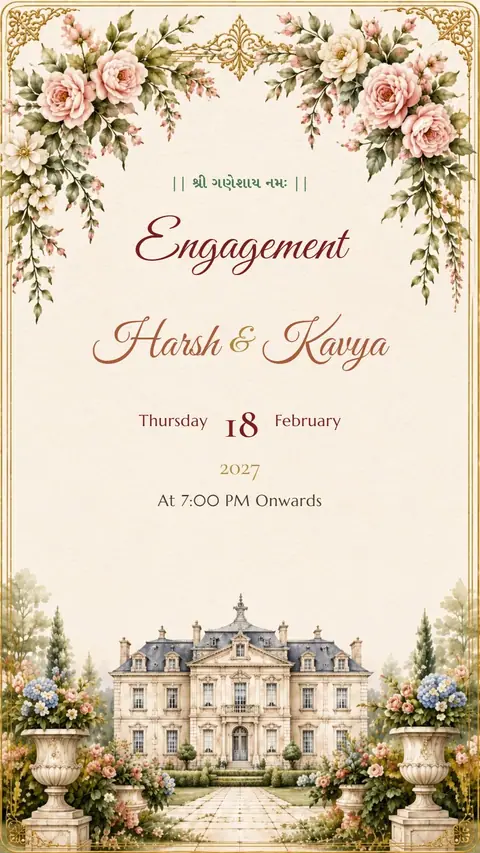 Ivory Gazebo Engagement — engagement invitation card