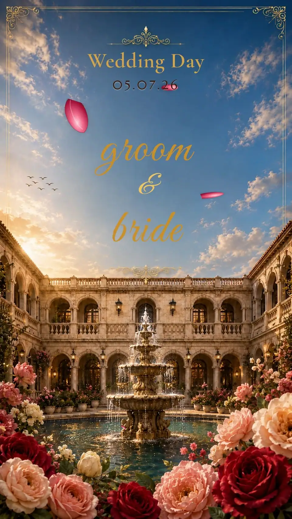 Modern Rose Wedding — digital invitation card
