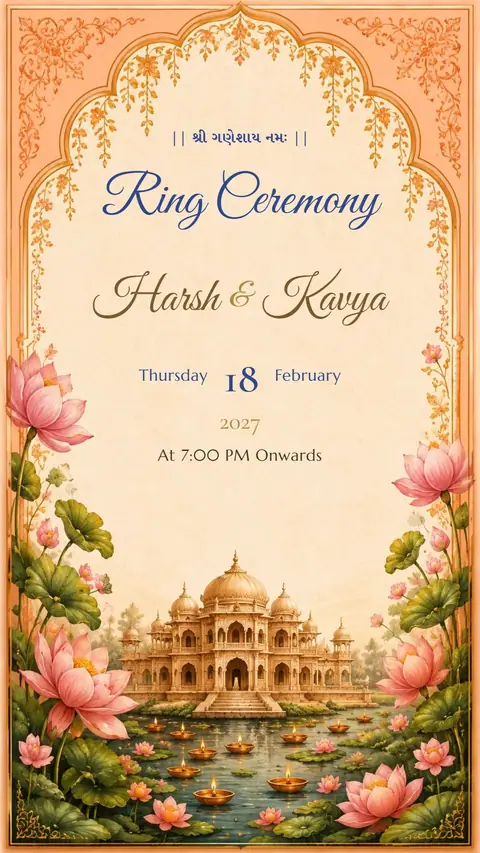 Mughal Garden Engagement — engagement invitation card