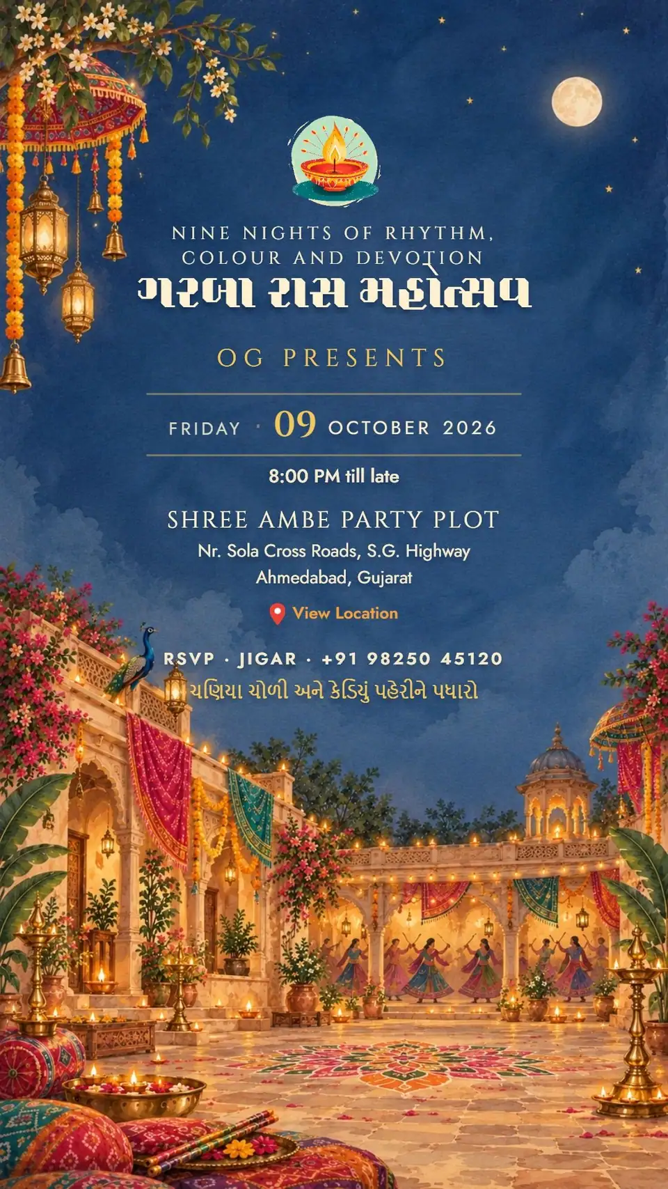 Navratri Garba Night Invitation — digital invitation card