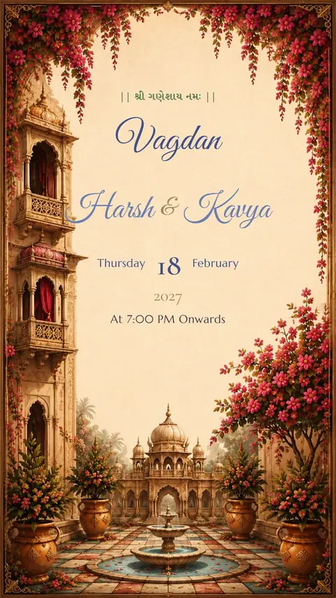 Pastel Heritage Vows — engagement invitation card
