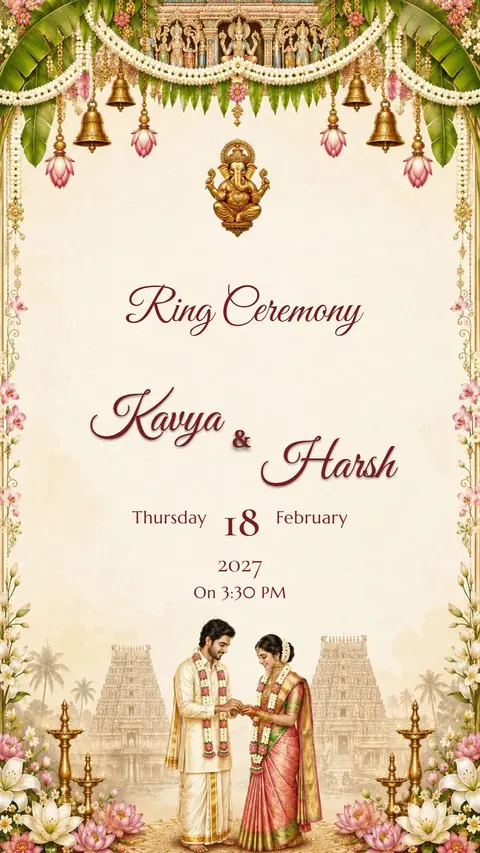 Pink Floral Engagement — engagement invitation card
