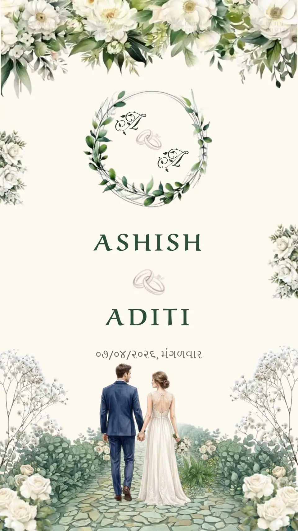 White Rose Chandla Vidhi Engagement Invitation — digital invitation card