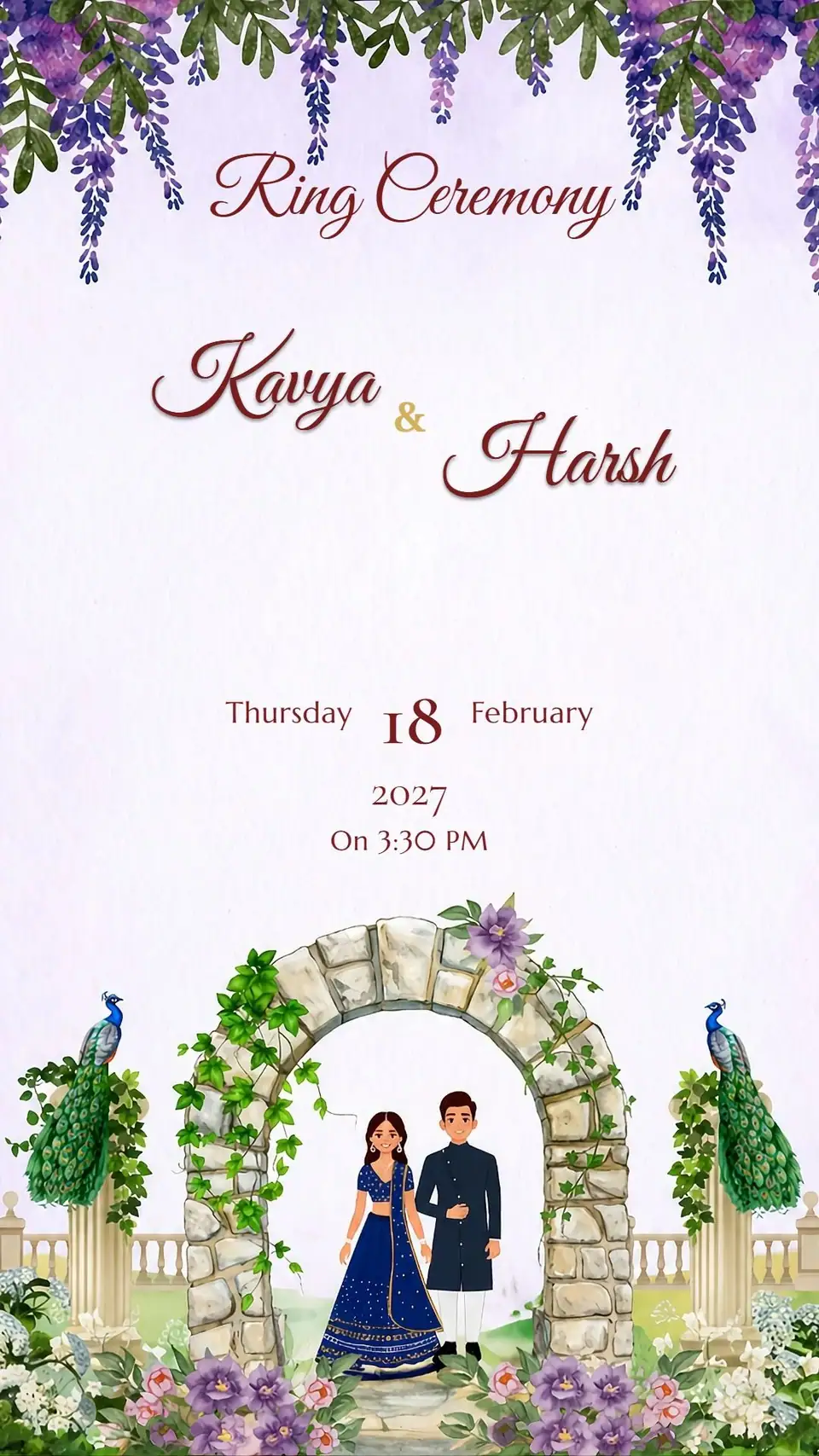 Lavender Arch Engagement Invitation — digital invitation card