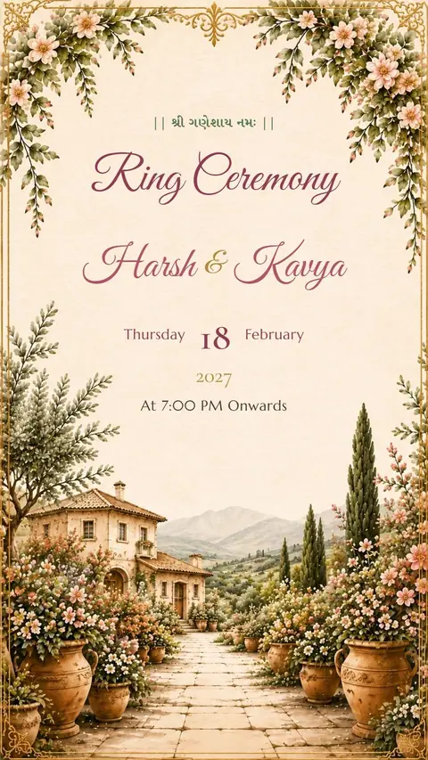 Rose Manor Engagement — engagement invitation card