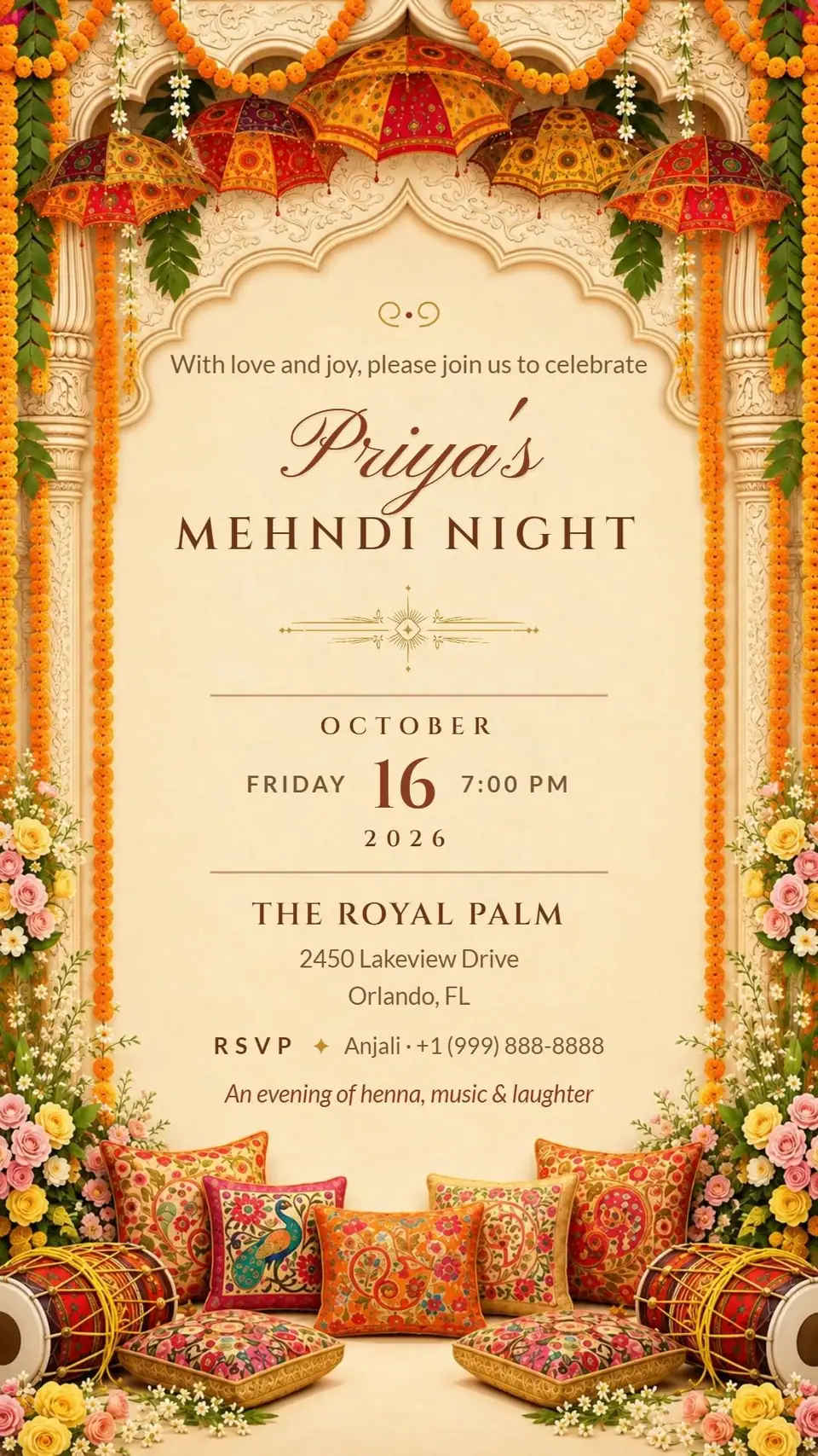 Royal Umbrella Mehndi Invitation — digital invitation card