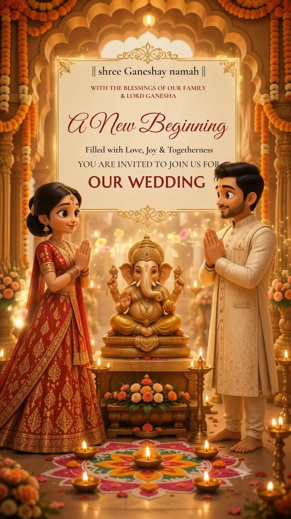 Royal Heritage Wedding Invitation video in English — digital invitation card