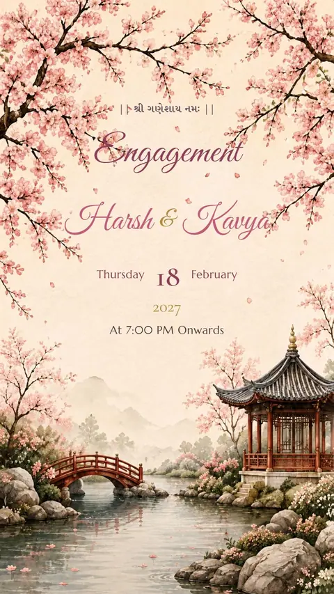 Sakura Garden Engagement — engagement invitation card