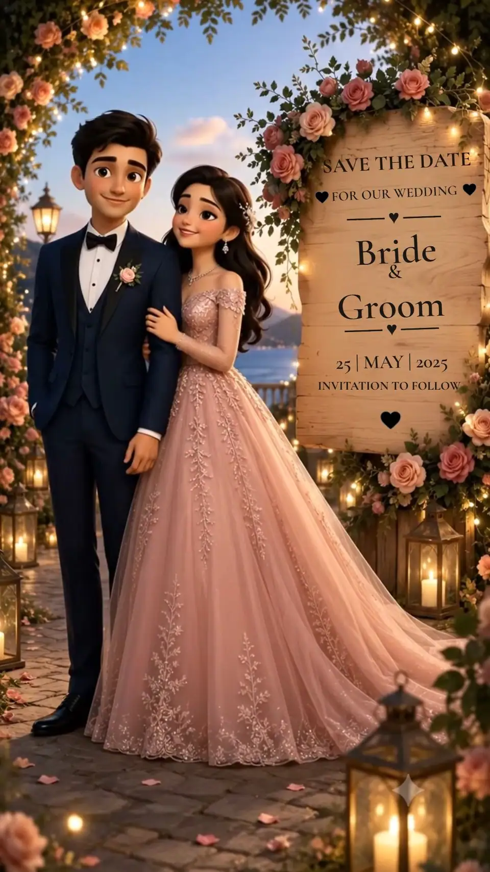 Save the Date Wedding Invitation Video in English — digital invitation card